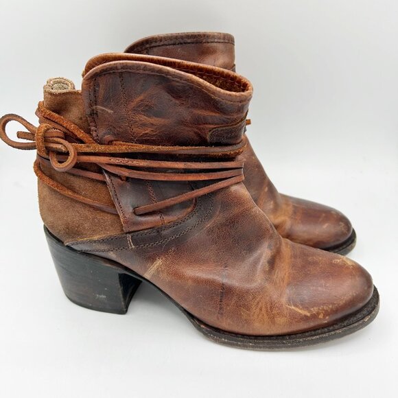 Free Bird Brown Leather Casey Boots Boho Distressed Size 8 Women's - Picture 1 of 6